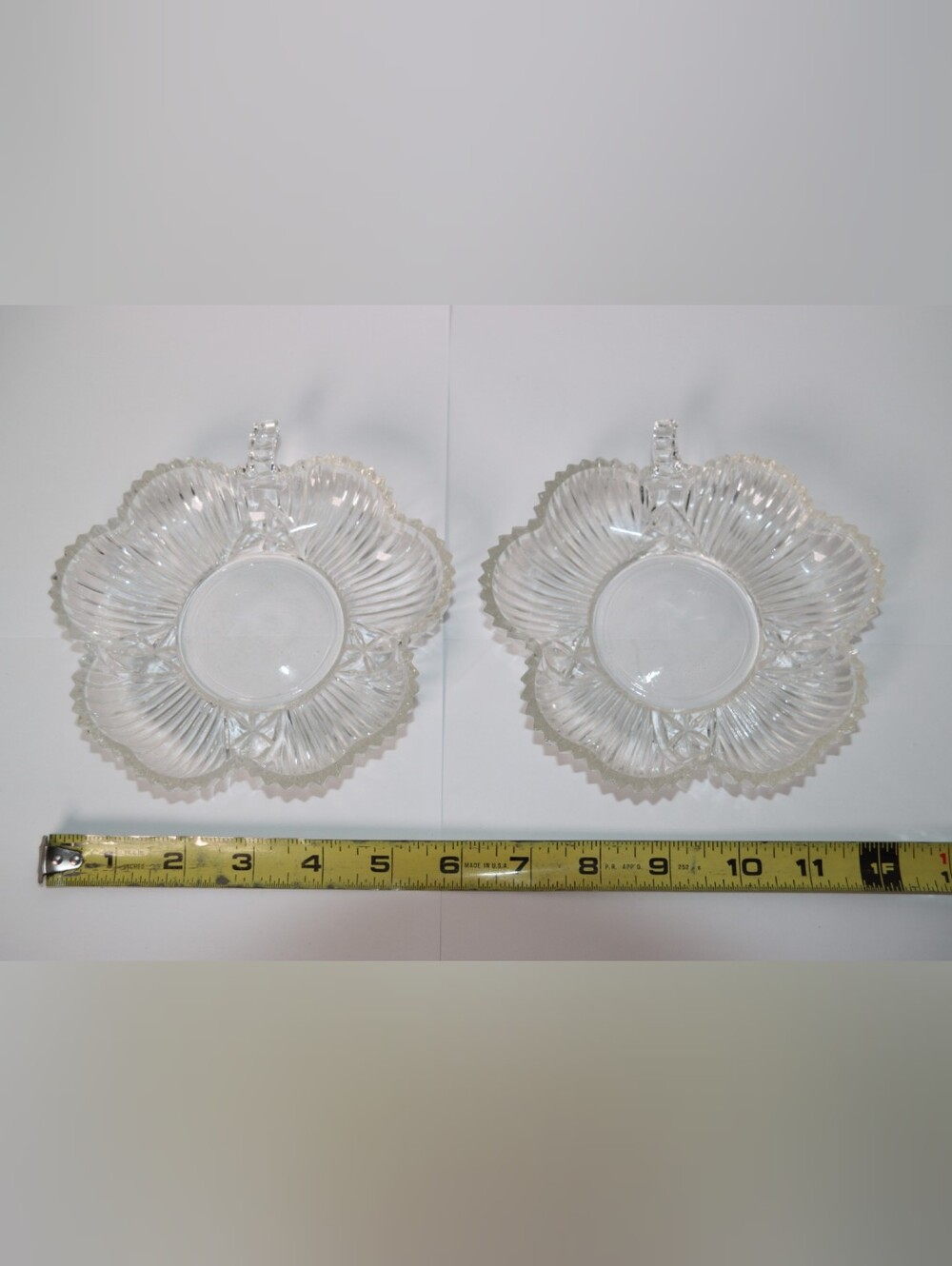 Clear Glass Floral Divided Serving Dish - Set of 2